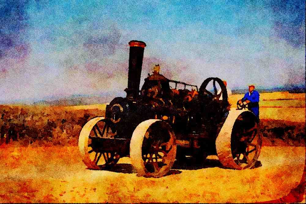 468087 1918, John Fowler 16 NHP Ploughing Engine A4 Limited Edition Watercolour Print