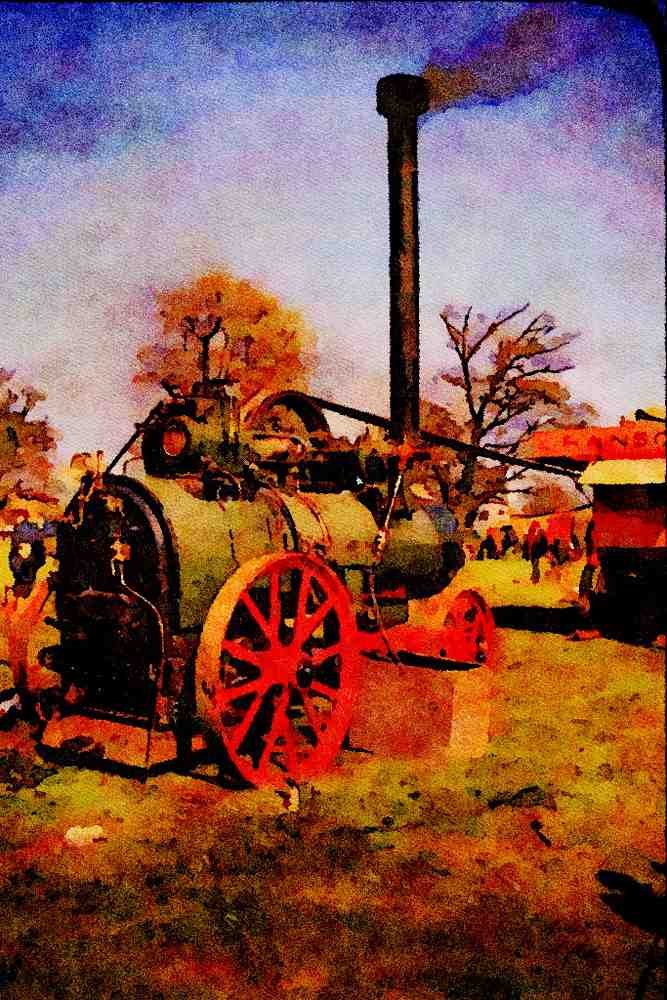468093 A Portable Engine At Work Threshing, Ashton Court, Bristol A4 Limited Edition Watercolour Print