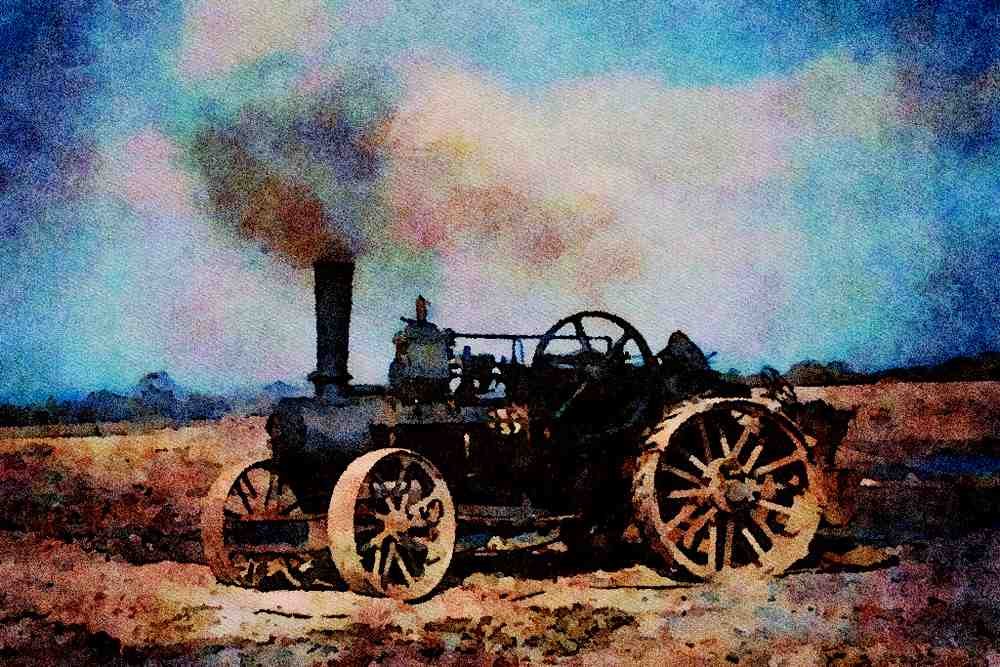 468099 1917 16 NHP John Fowler Ploughing Engine At Work Dredging A4 Limited Edition Watercolour Print