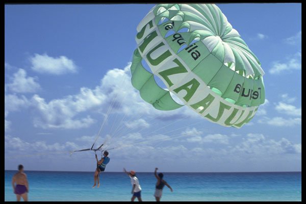 469049 Parasailor Takes Off, Cancun, Mexico A4 Photo Print