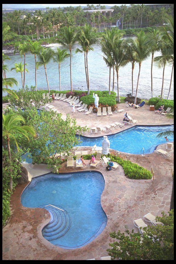 469064 Pools At Hilton, Waikoloa, Hawaii A4 Photo Print