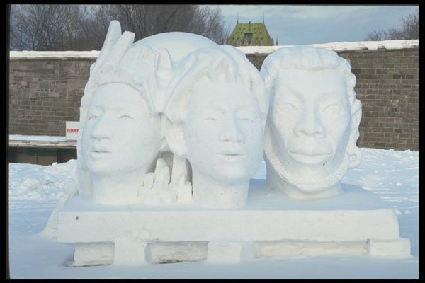 470001 Sculpted Faces, Quebec, Canada A4 Photo Print
