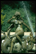470014 Fountain Statue, Devon, England A4 Photo Print