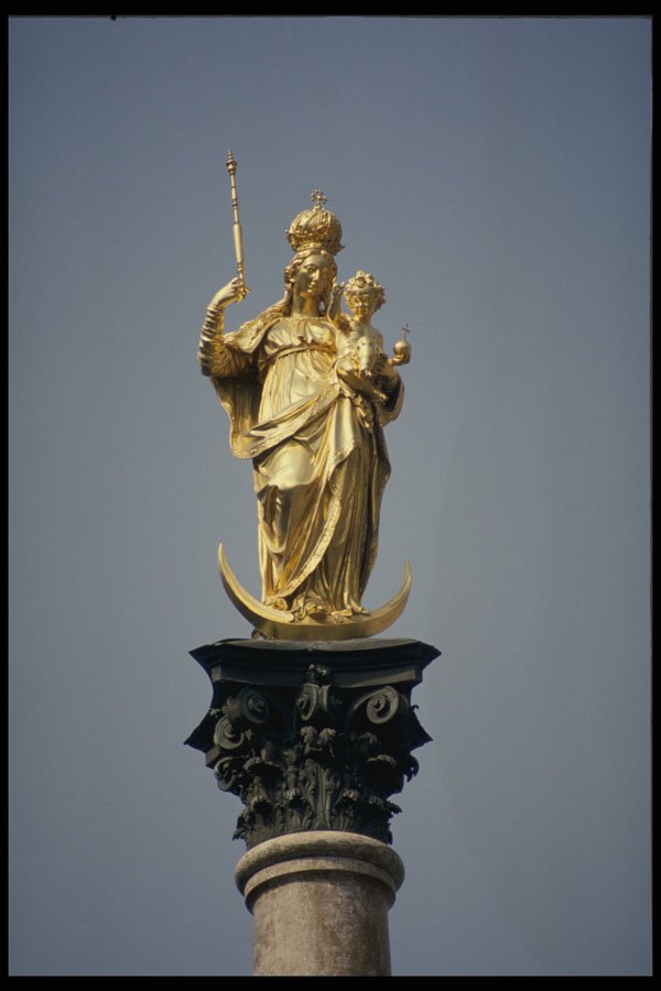 470073 Gilded Monument, Mariensaeule By Gerhard, Munich, Germany A4 Photo Print