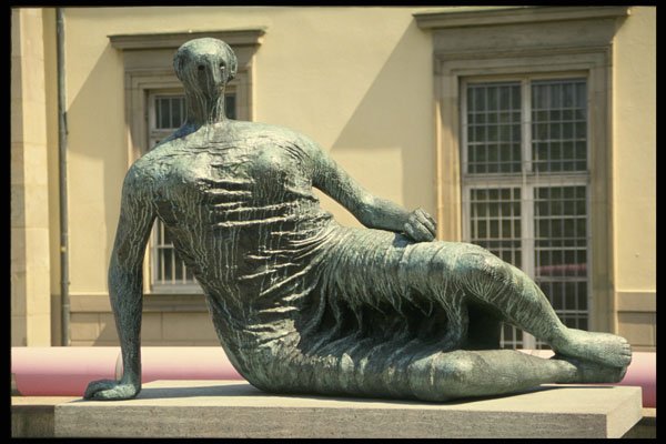 470078 Bronze Statue, Draped Reclining Woman By Moore, Germany A4 Photo Print