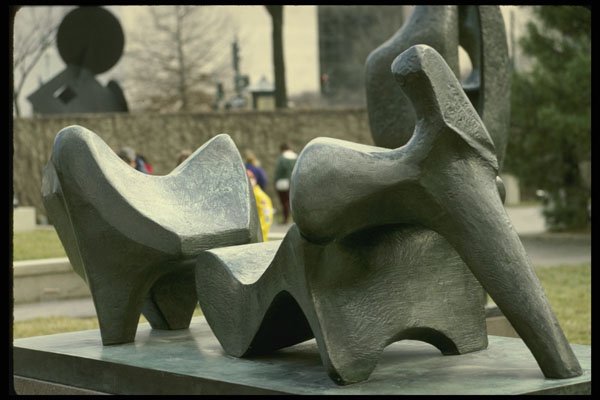 470082 Bronze Statue, Three piece Reclining Figure By Moore, Washington A4 Photo Print