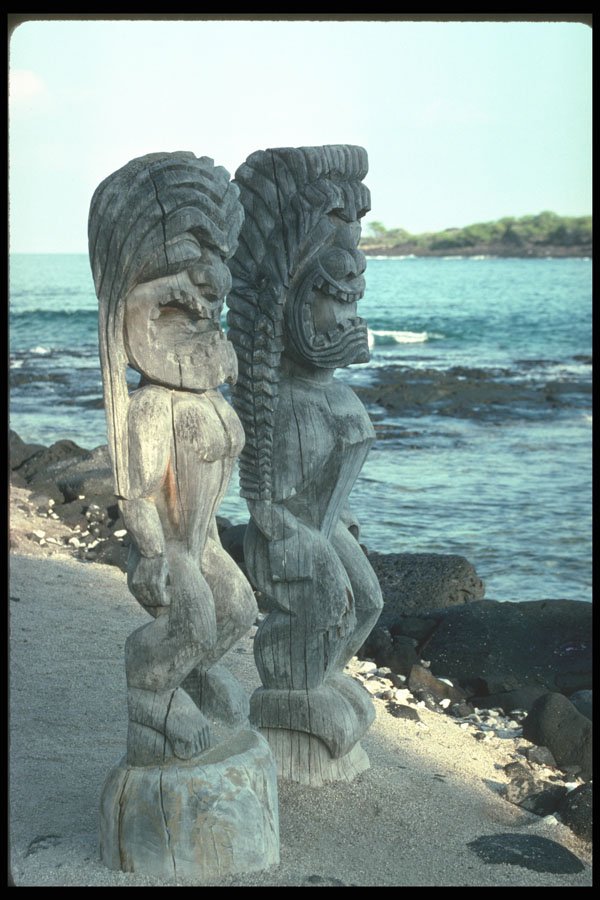 472006 Carved Statues, National Historic Park, Hawaii A4 Photo Print