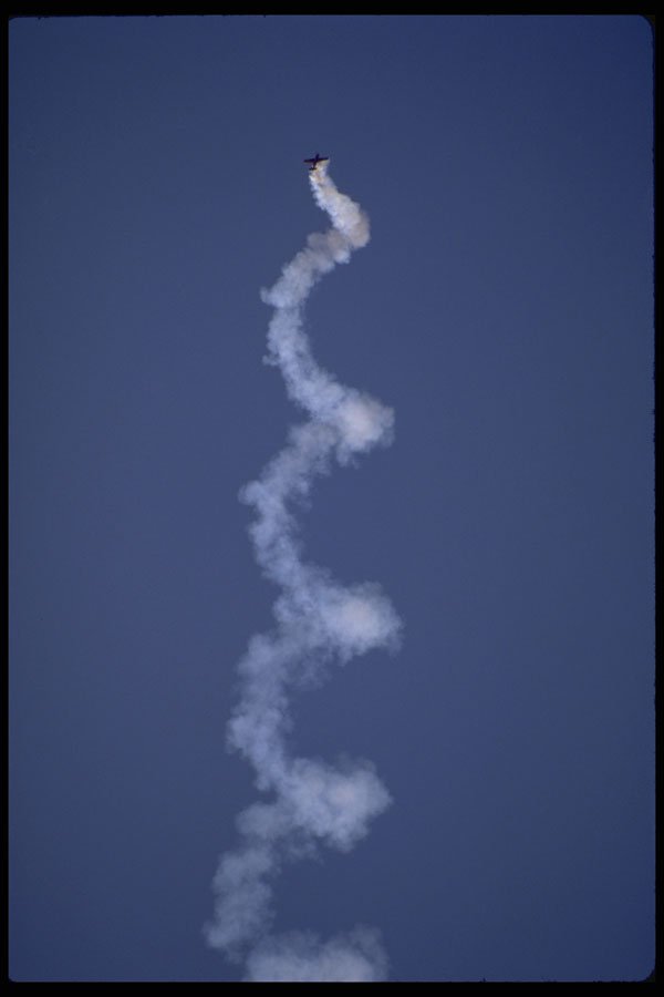 474069 Aerobatics With Smoke In Downward Spin A4 Photo Print