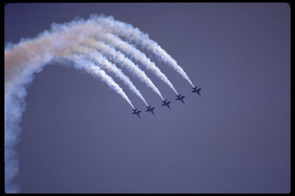 474070 Blue Angels In Formation With Smoke, Doing Loop A4 Photo Print