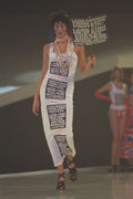 475006 Female In Long White Dress With news Headline Graphics A4 Photo Print