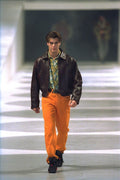 475017 Male In Peach colored Jeans And Brown Leather Jacket A4 Photo Print