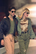 475021 Male In Black Bomber Jacket And Female In Combat Fatigues A4 Photo Print