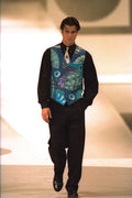 475023 Male In Black Shirt, Trousers With Patterned Waistcoat A4 Photo Print