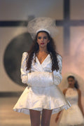 475028 Female In Short, Above the knee, Flared Wedding Dress A4 Photo Print