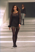 475052 Female In Brown Minidress With Chiffon See through Top A4 Photo Print