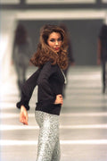 475053 Side View Of Female In Black Top And Gray Patterned Leggings A4 Photo Print