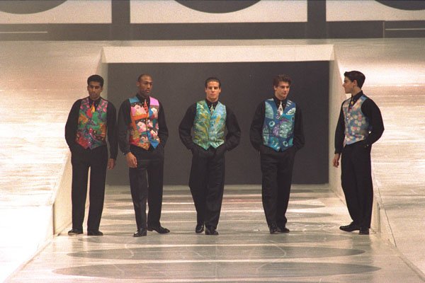 475055 Five Males In Colorful, Patterned Waistcoats A4 Photo Print
