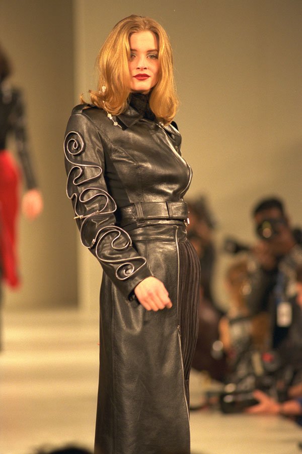475062 Female In Black Leather Jacket And Skirt A4 Photo Print