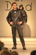 475078 Male In Black Leather Jacket, Waistcoat And Trousers A4 Photo Print