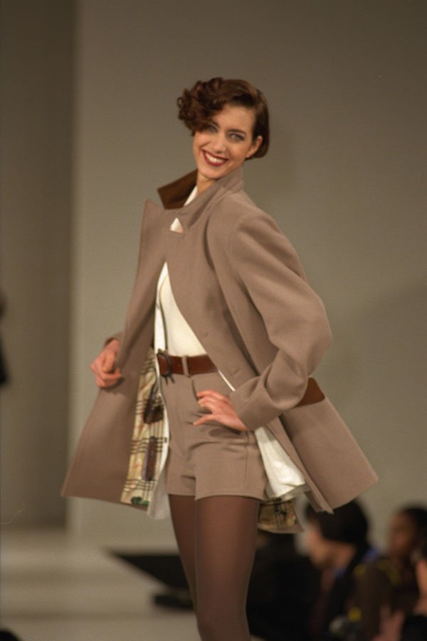 475079 Female In Light Brown Suede Shorts And Jacket A4 Photo Print