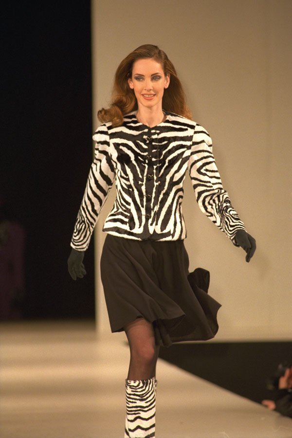 475082 Female In Zebra Pattern Jacket And Boots A4 Photo Print