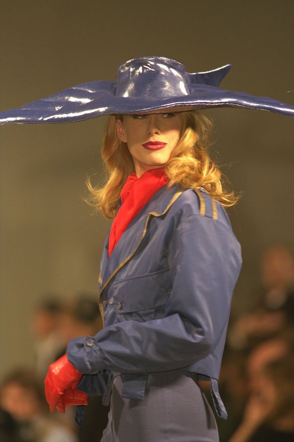 475090 Female In Blue Jacket And Wide Brimmed Hat A4 Photo Print