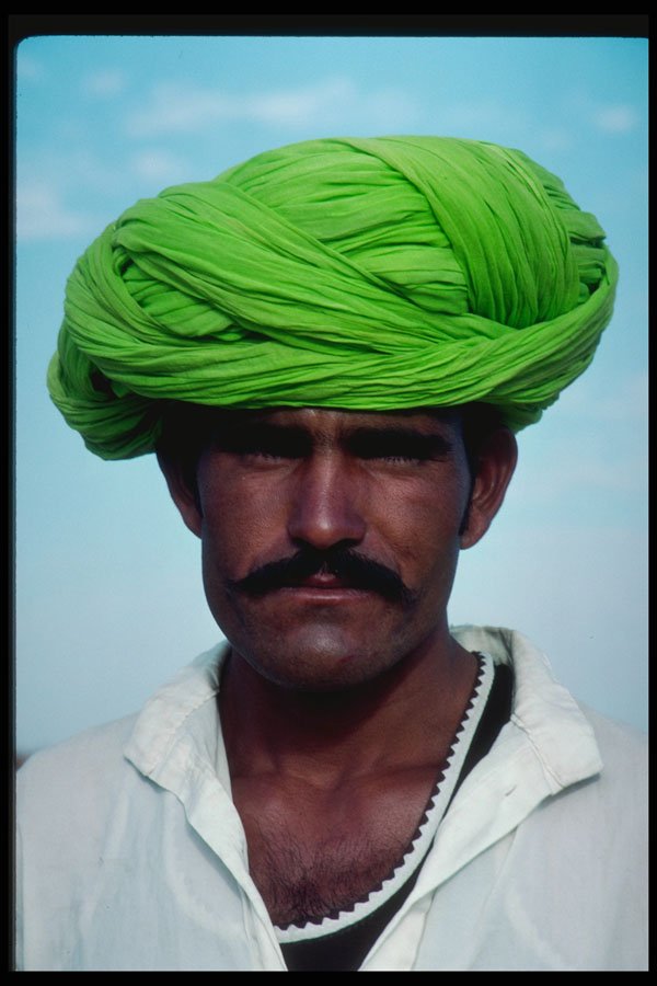 481025 Man In Green Turban, Rajasthan, India A4 Photo Print