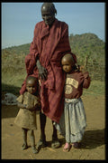 481031 Maasai Elder With Children, Africa A4 Photo Print