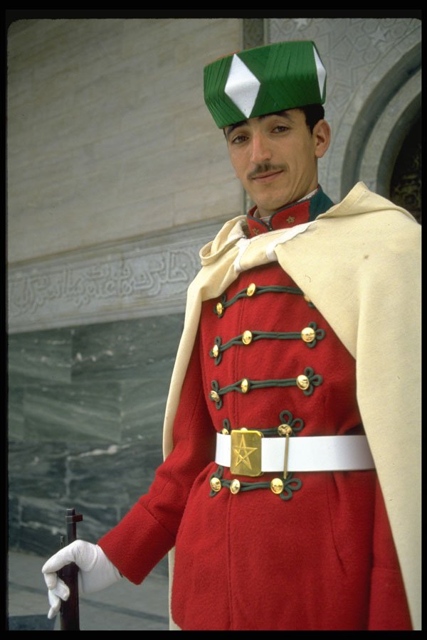 481062 Rabat Guard At The Mosque Of Mohammed V, Morocco A4 Photo Print