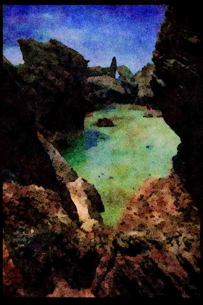 486011 Spanish Rock Smith's Area, Bermuda Island A4 Limited Edition Watercolour Print