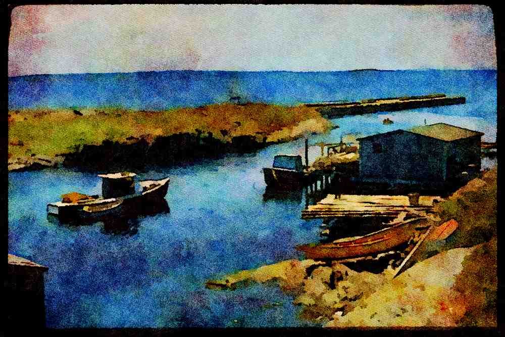 486019 Tiny Inlet At Blue Rocks, Nova Scotia, Canada A4 Limited Edition Watercolour Print