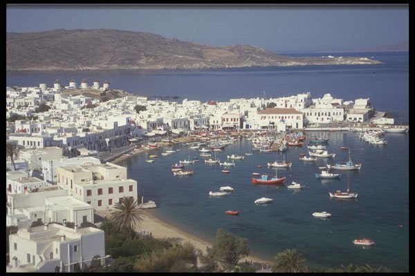 486032 Harbor View Of Mykonos, Greece A4 Photo Print