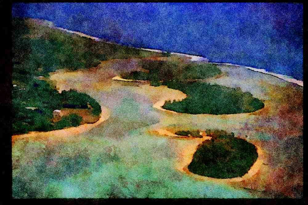 486046 Islands At Muri Beach, Rarotonga, Cook Islands A4 Limited Edition Watercolour Print