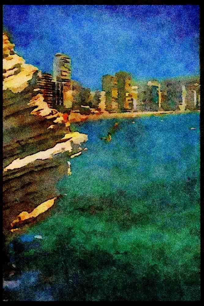 486063 Benidorm, Spain A4 Limited Edition Watercolour Print
