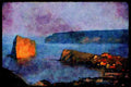 486077 An Evening View Of Perce Rock In Gaspe, Quebec, Canada A4 Limited Edition Watercolour Print