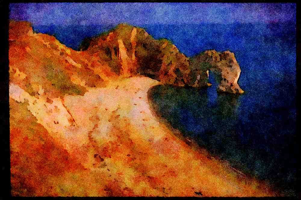 486087 Durdle Door Beach, Dorset, England A4 Limited Edition Watercolour Print
