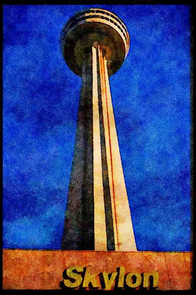 487015 The Skylon Tower, Niagara Falls, Canada A4 Limited Edition Watercolour Print
