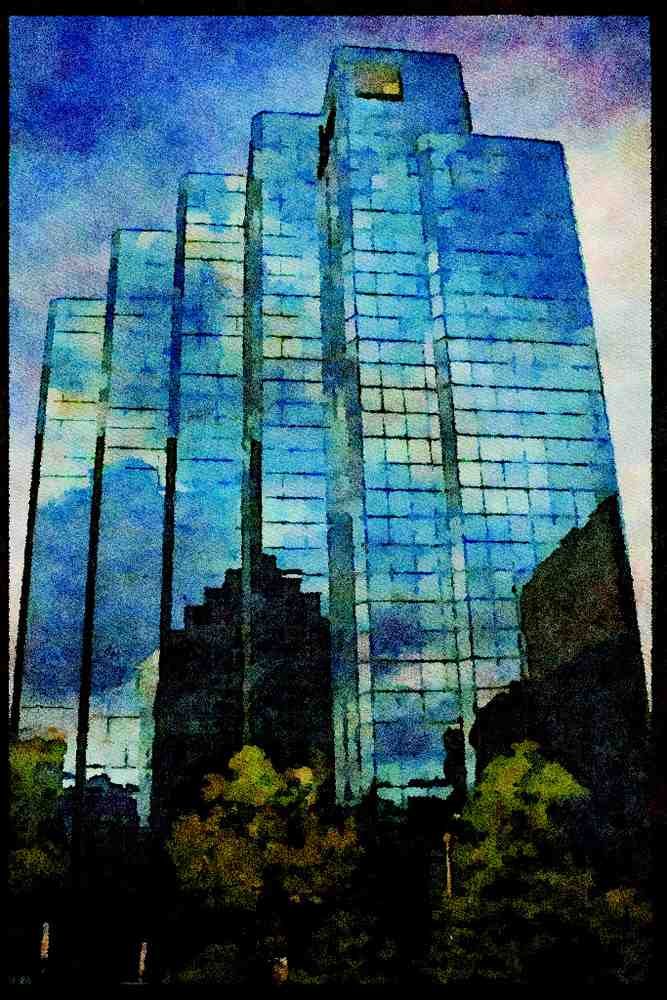 487029 Mirrored Skyscraper, Ottawa, Canada A4 Limited Edition Watercolour Print