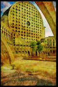 487036 Modern Building, Marne La Valee, France A4 Limited Edition Watercolour Print