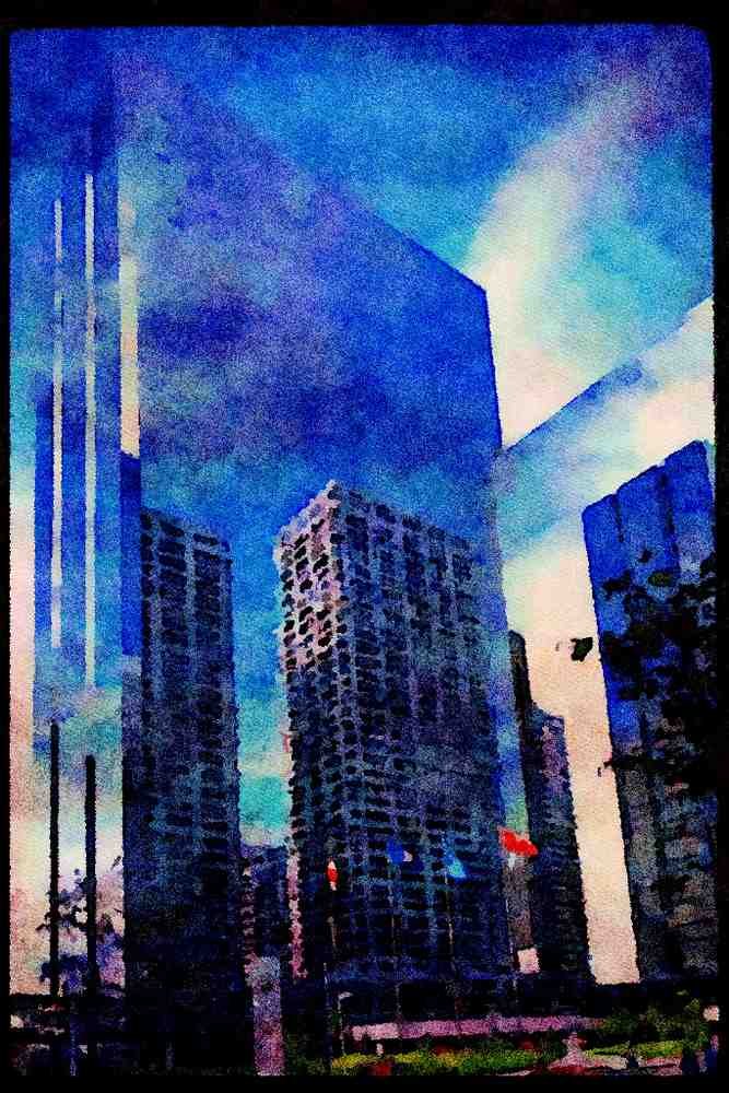 487048 Esso Plaza, Calgary, Canada A4 Limited Edition Watercolour Print