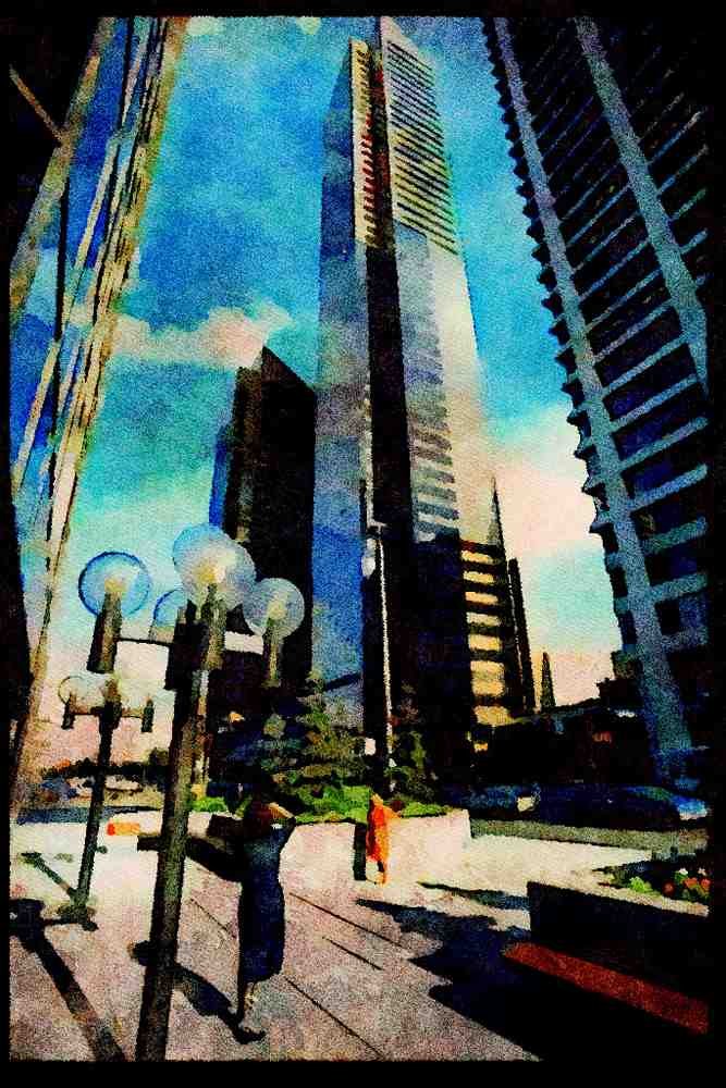 487049 Petro Canada Building, Calgary, Canada A4 Limited Edition Watercolour Print