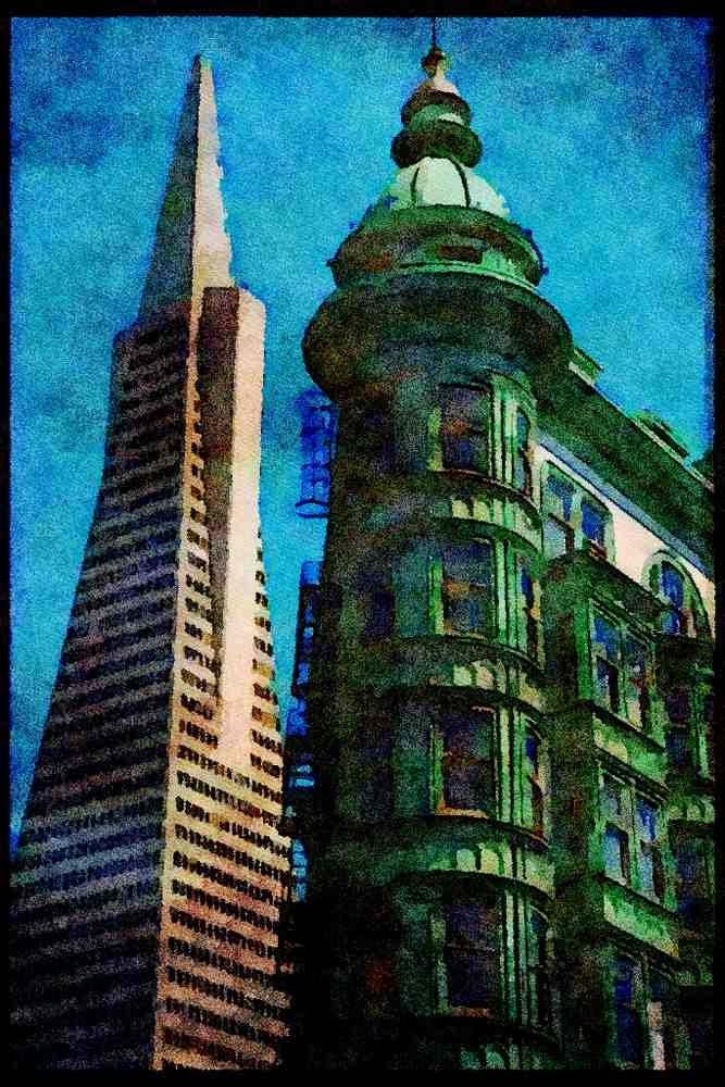487056 Flat Iron Columbus Tower, San Francisco, California A4 Limited Edition Watercolour Print
