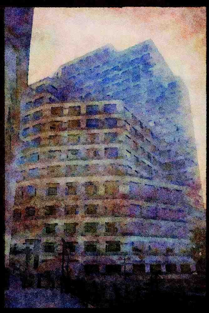 487059 Office Buildings, London Docklands, England A4 Limited Edition Watercolour Print
