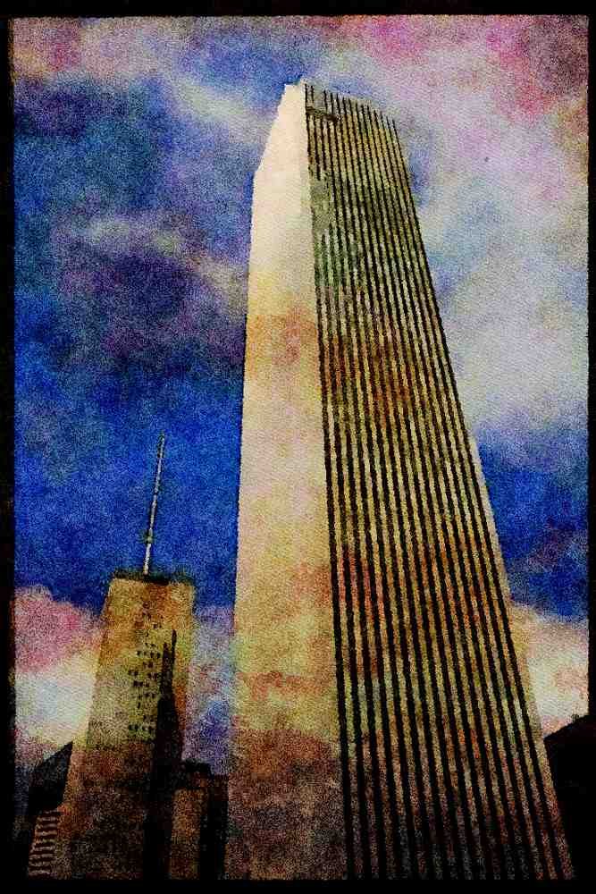487061 A Downtown Tower, Chicago, Illinois A4 Limited Edition Watercolour Print