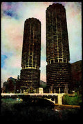 487062 Twin Towers, Chicago, Illinois A4 Limited Edition Watercolour Print