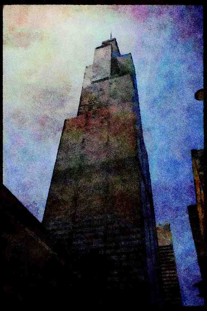 487063 The Sears Tower, Chicago, Illinois A4 Limited Edition Watercolour Print