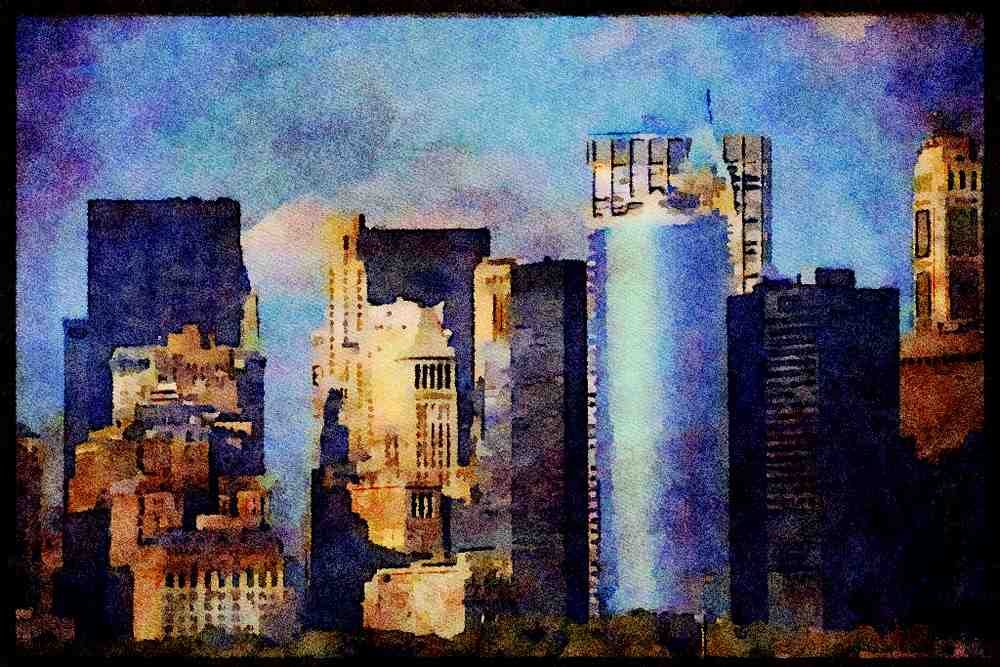 487066 Lower Manhattan, New York City A4 Limited Edition Watercolour Print