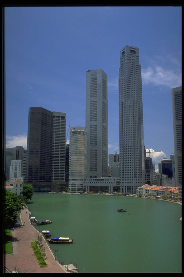 487085 Boat Quay And Skyline, Singapore A4 Photo Print