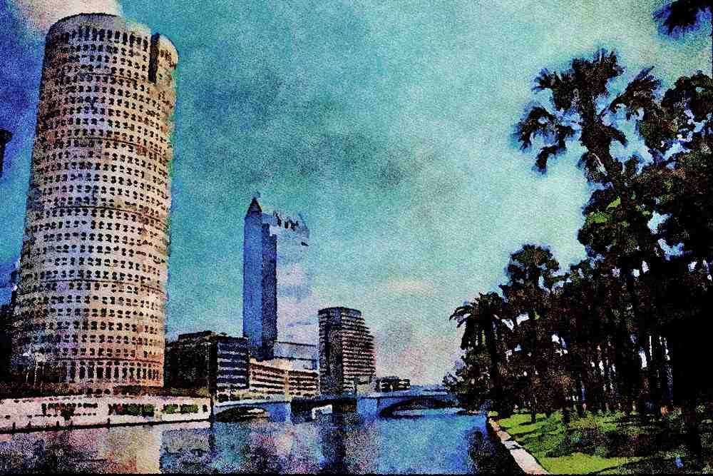 487088 Downtown Tampa, Florida A4 Limited Edition Watercolour Print