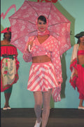 488016 Candy Cane Stripes, Micro Skirt And Sweater A4 Photo Print